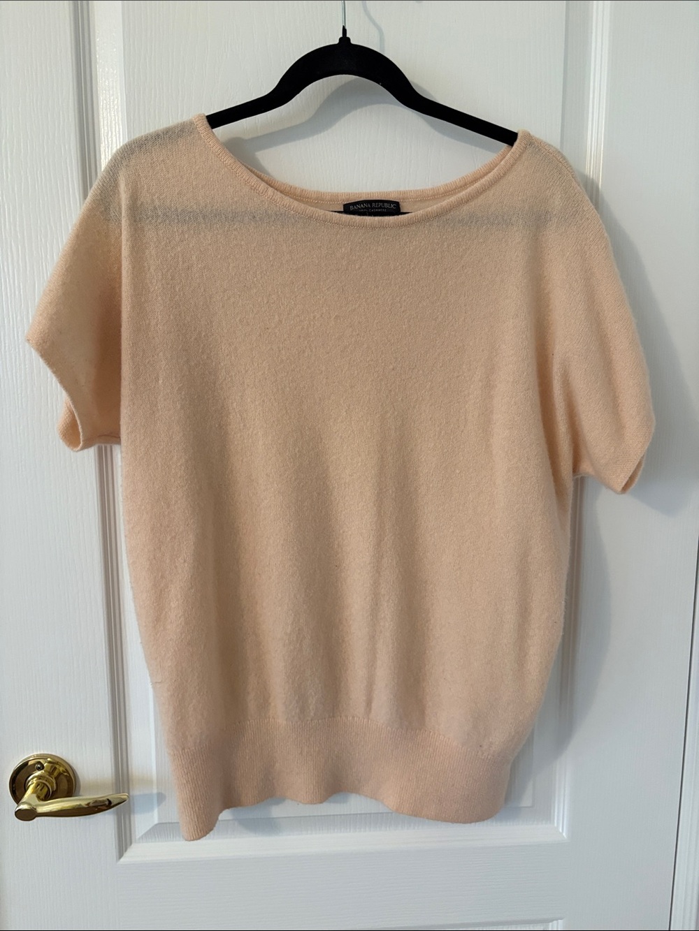 Banana Republic 100% cashmere lightweight baby pink short sleeve sweater size XL